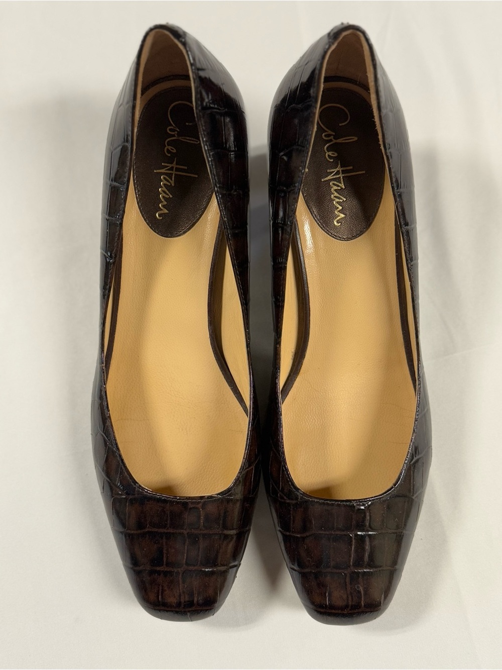 Cole Haan Nike Air Croc Embossed Leather Pumps 8.5B Brown
